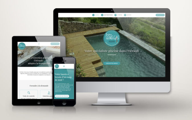 Aperçu du site web de Frédéric Sénégas en version ordinateur, tablette et smartphone.