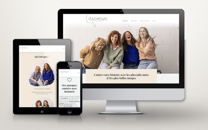Aperçu ordinateur, tablette et mobile du site éco-conçu de Cachoux
